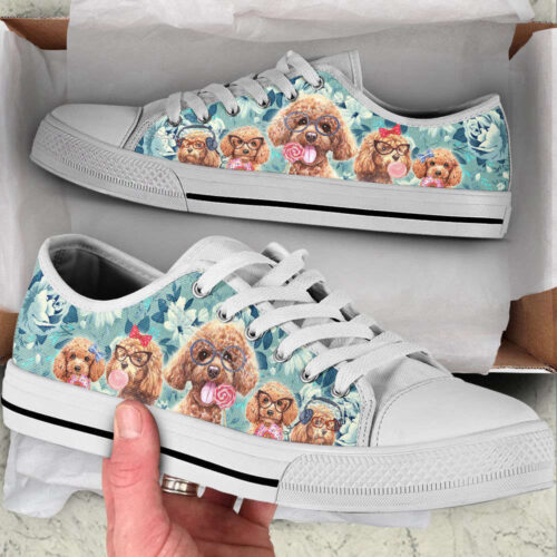 Dog Labrador Flowers Pattern Low Top Shoes Canvas Sneakers Casual Shoes, Dog Mom Gift