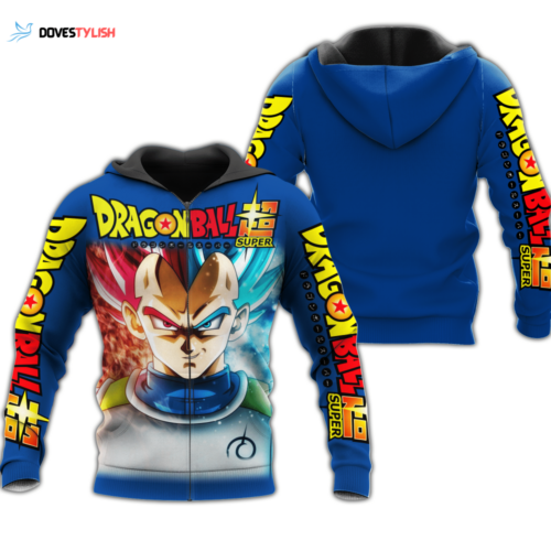 Prince Vegeta Zip Hoodie Cosplay Dragon Ball Shirt Anime Fan Gift