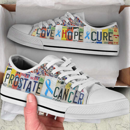 Prostate Cancer Shoes Love Hope Cure License Plates Low Top Shoes, Best Gift For Men And Womens