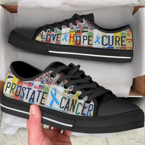 Pulmonary Fibrosis Shoes Live Love Fight License Plates Low Top Shoes, Best Gift For Men And Womens