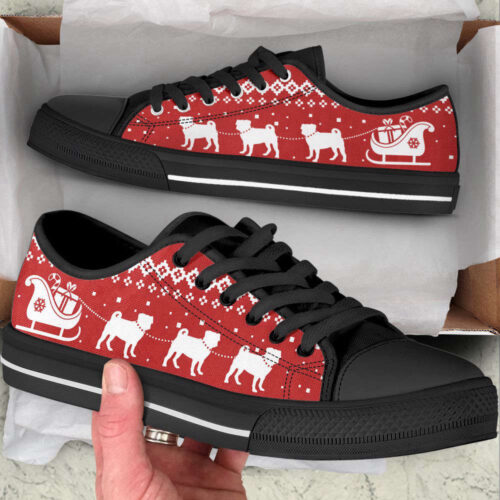 Pug Christmas Gift Car Low Top Shoes Canvas Sneakers Casual Shoes, Christmas Gift