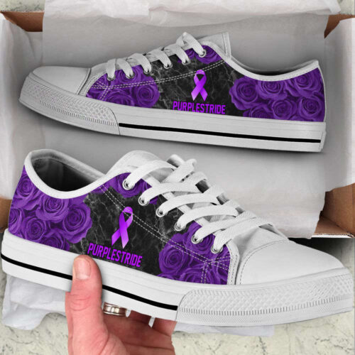 Purplestride Shoes Rose Flower Low Top Shoes, Best Gift For Men And Women