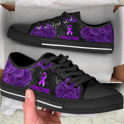 Purplestride Shoes Rose Flower Low Top Shoes, Best Gift For Men And Women