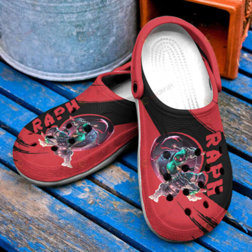 Raph Ninja Turtle Crocs Classic Clogs Shoes In Red Black