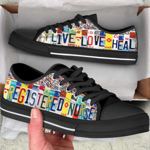 Registered Nurse Live Love Heal License Plates Low Top Shoes Canvas Sneakers Comfortable Casual Shoes For Men Women