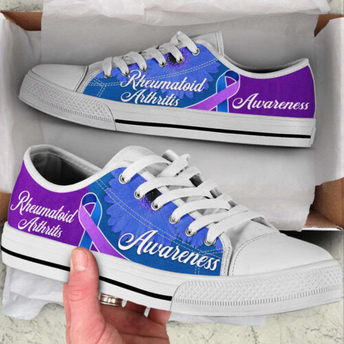 Rheumatoid Arthritis Shoes Awareness Ribbon Low Top Shoes, Best Gift For Men And Womens