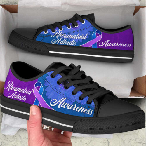 Rheumatoid Arthritis Shoes Awareness Ribbon Low Top Shoes, Best Gift For Men And Womens