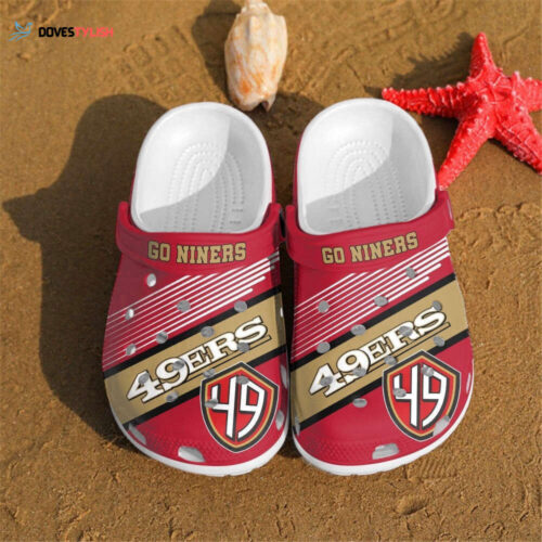 San Francisco 49Ers Logo Pattern Crocs Classic Clogs Shoes In Red & White