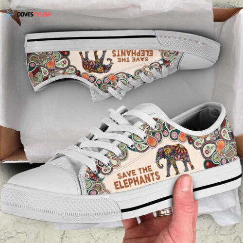 Lucky Elephant Patterns Vintage Low Top Shoes Canvas Print Lowtop Casual Shoes Gift For Adults