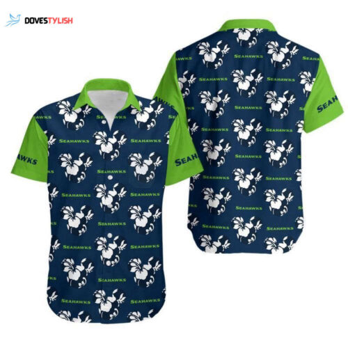 Seattle Seahawks Mickey and Flowers Hawaii Shirt For Men And Women