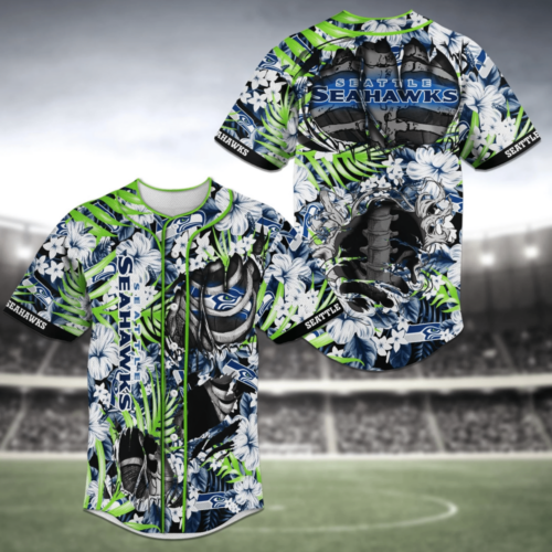 Seattle Seahawks NFL Baseball Jersey Shirt Skeleton For Men Women