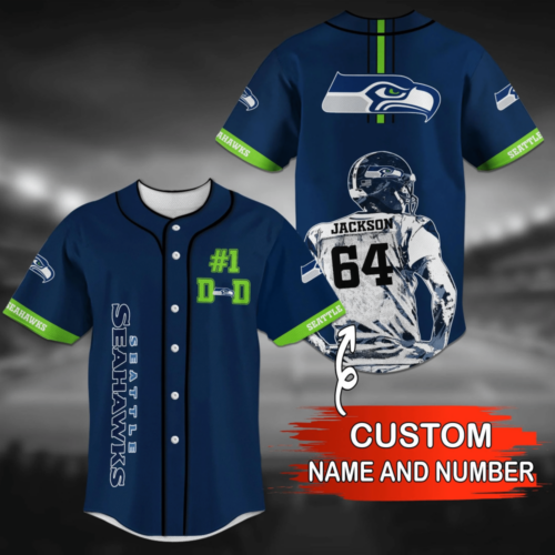 Seattle Seahawks NFL Fan Baseball Jersey Shirt with Personalized Name