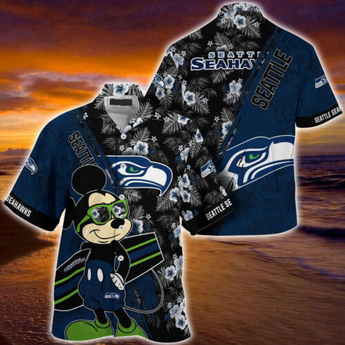 Seattle Seahawks NFL-Summer Hawaii Shirt Mickey And Floral Pattern For Sports Fans