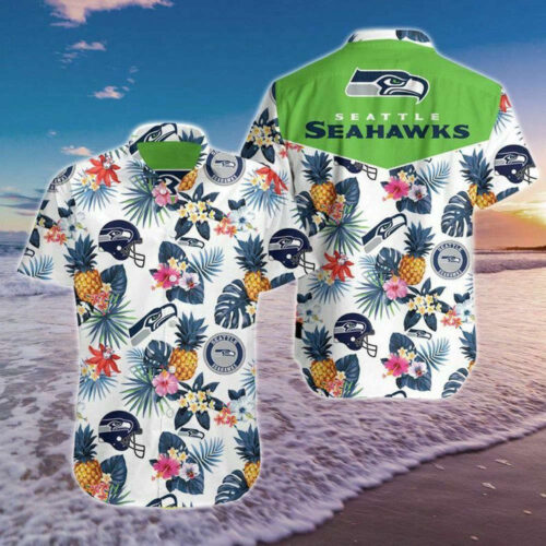 Seattle Seahawks Pineapple Floral Hawaiian Shirt Summer Beach Shirts For Men And Women