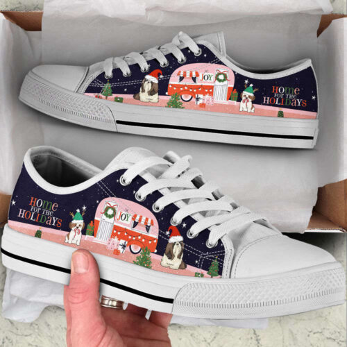 Pitbull Dog Flowers Pattern Low Top Shoes Canvas Sneakers Casual Shoes, Dog Mom Gift