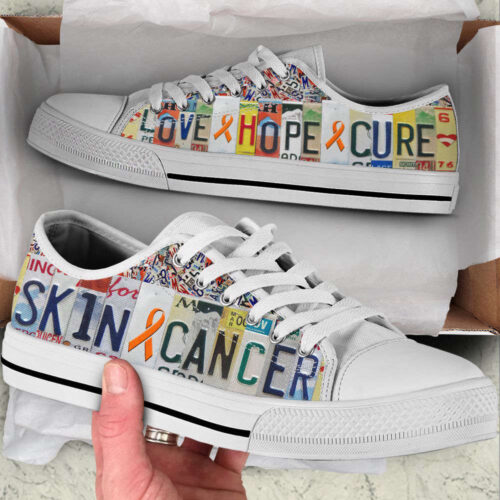 Skin Cancer Shoes Love Hope Cure License Plates Low Top Shoes, Best Gift For Men And Womens
