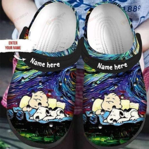 Snoopy And Charlie Brown Cute Custom Name Crocs Classic Clogs Shoes