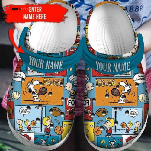 Snoopy Happy Cartoon Pattern Crocs Classic Clogs Shoes In Blue