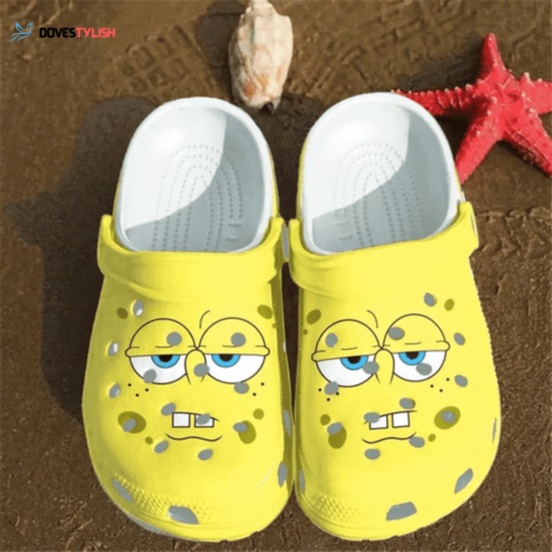Spogebob Squarepants Sad Face Crocs Classic Clogs Shoes In Yellow