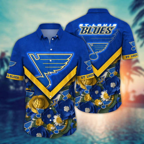 St. Louis Blues NHL Flower Hawaii Shirt  For Fans, Custom Summer Football Shirts