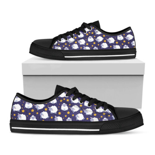 Blue And Teal Damask Pattern Print Black Low Top Shoes, Best Gift For Men And Women