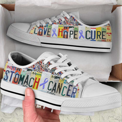 Stomach Cancer Shoes Love Hope Cure License Plates Low Top Shoes, Best Gift For Men And Womens