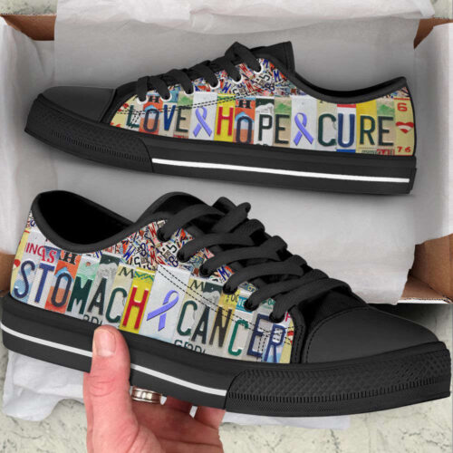 Stomach Cancer Shoes Love Hope Cure License Plates Low Top Shoes, Best Gift For Men And Womens