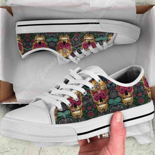 Sugar Skull Low Top Shoes, Best Gift For Men And Women