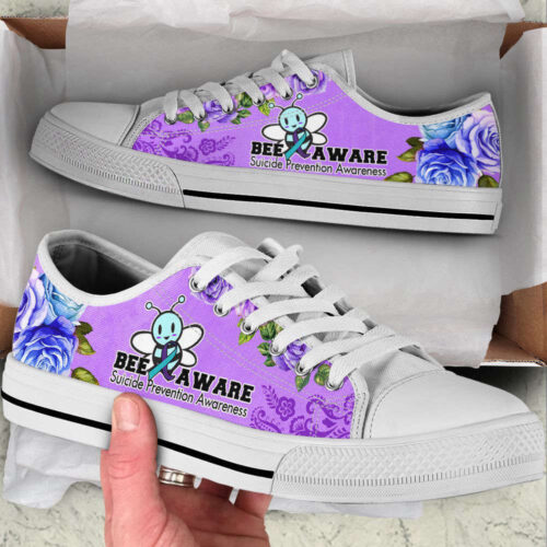 Suicide Prevention Shoes Bee Aware Low Top Shoes, Best Gift For Men And Womens Canvas Shoes