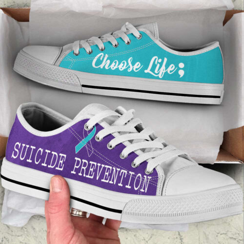 Suicide Prevention Shoes Choose Life Low Top Shoes, Best Gift For Men And Womens