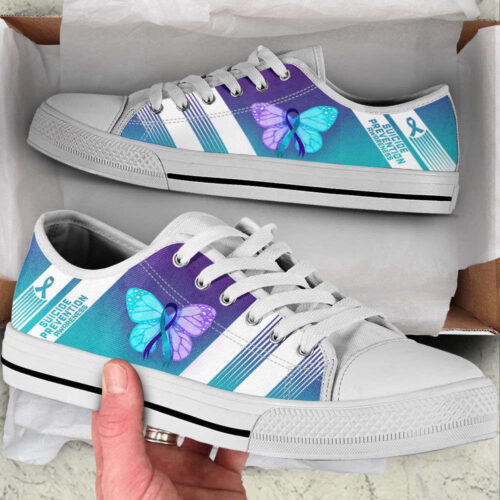 Suicide Prevention Shoes Striped Low Top Shoes Canvas Shoes For Men And Women