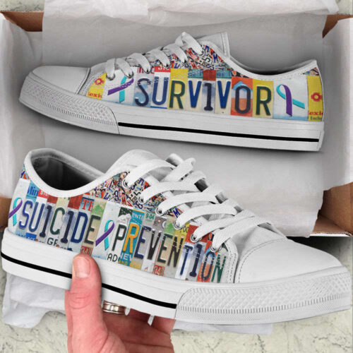 Suicide Prevention Shoes Survivor License Plates Low Top Shoes Canvas Shoes For Men And Women