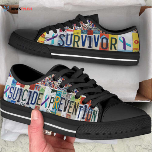 Suicide Prevention Shoes Survivor License Plates Low Top Shoes Canvas Shoes For Men And Women