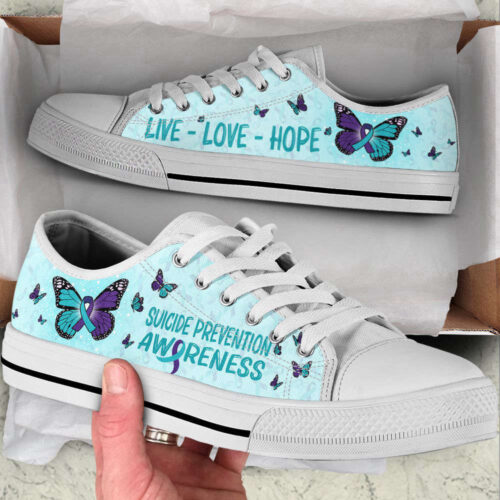 Suicide Prevention Shoes With Butterfly Version Low Top Shoes Canvas Shoes For Men And Women