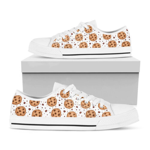 Sweet Cookie Pattern Print White Low Top Shoes, Gift For Men And Women