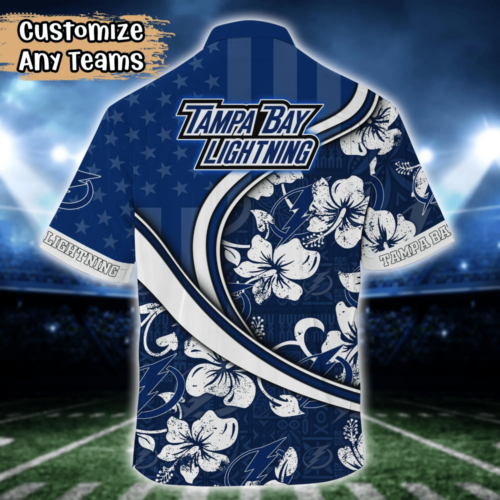 Tampa Bay Lightning NHL US Flag Flower Hawaii Shirt  For Fans, Custom Summer Football Shirts