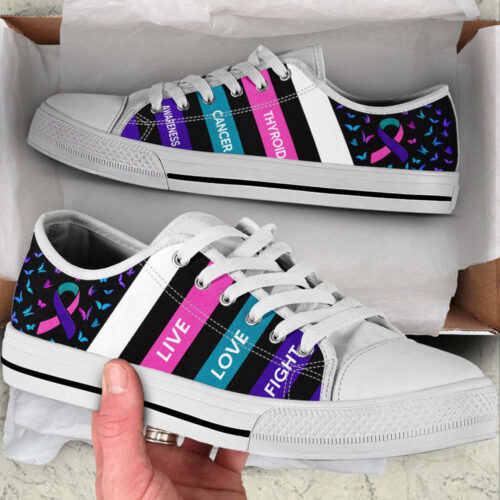 Thyroid Cancer Shoes Plaid Low Top Shoes Canvas Shoes For Men And Women