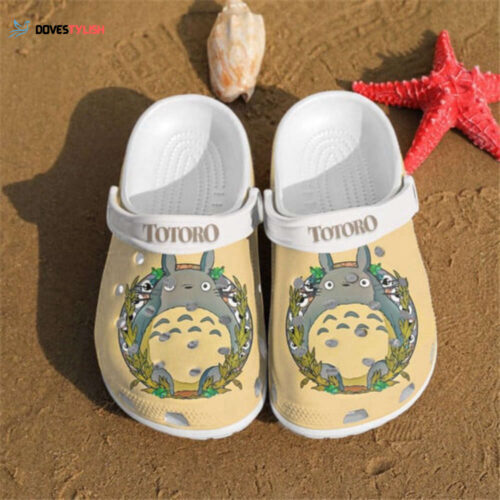 Totoro Pattern Cute Crocs Classic Clogs Shoes In Beige
