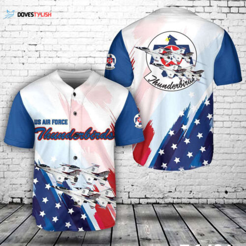 US Air Force Thunderbirds Baseball Jersey: Red White & Blue Gift