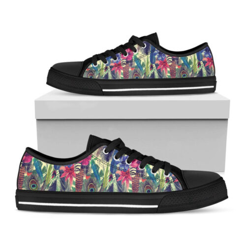 Night Sky And Moonlight Print Black Low Top Shoes, Men And Women