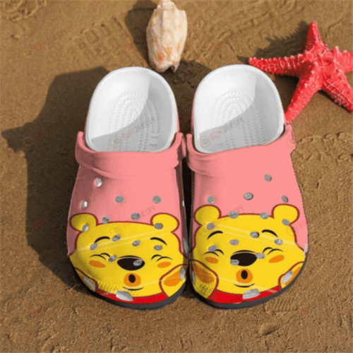 Winnie Pooh Cute Crocs Classic Clogs Shoes In Pink