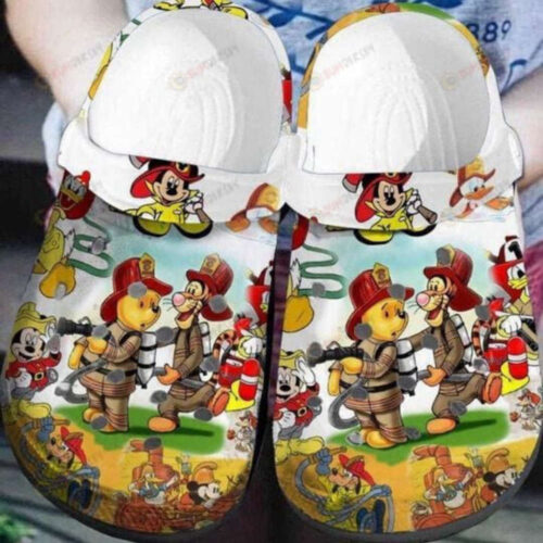 Winnie The Pooh Firefighter Cute Crocs Classic Clogs Shoes