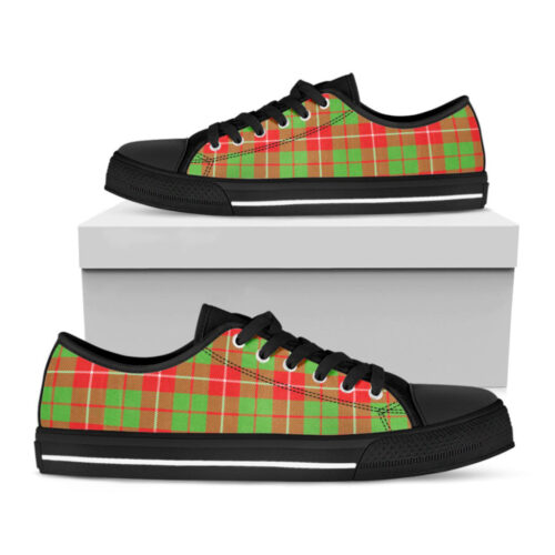 Xmas Plaid Pattern Print Black Low Top Shoes, Gift For Men And Women