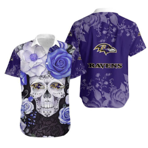 Baltimore Ravens Skull Gift For Fan Hawaiian Graphic Print