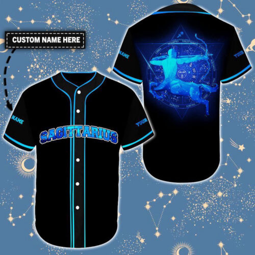 Personalized Custom Name Zodiac Sagittarius Baseball Tee Jersey Shirt
