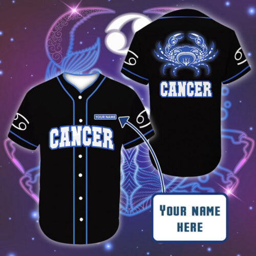 Personalized Custom Name Cancer Great Zodiac Baseball Tee Jersey Shirt Gift For Men Women