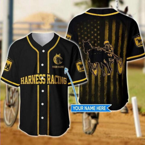 Custom Cosplay Harness Racing Golden Baseball Tee Jersey Shirts 3D