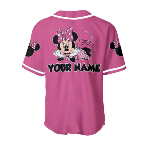 Cute Minnie Mouse Black Pink  Disney Custom Baseball Jersey