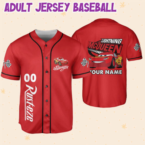 Personalize Lightning Mcqueen speed Red Dark Custom Baseball Jersey