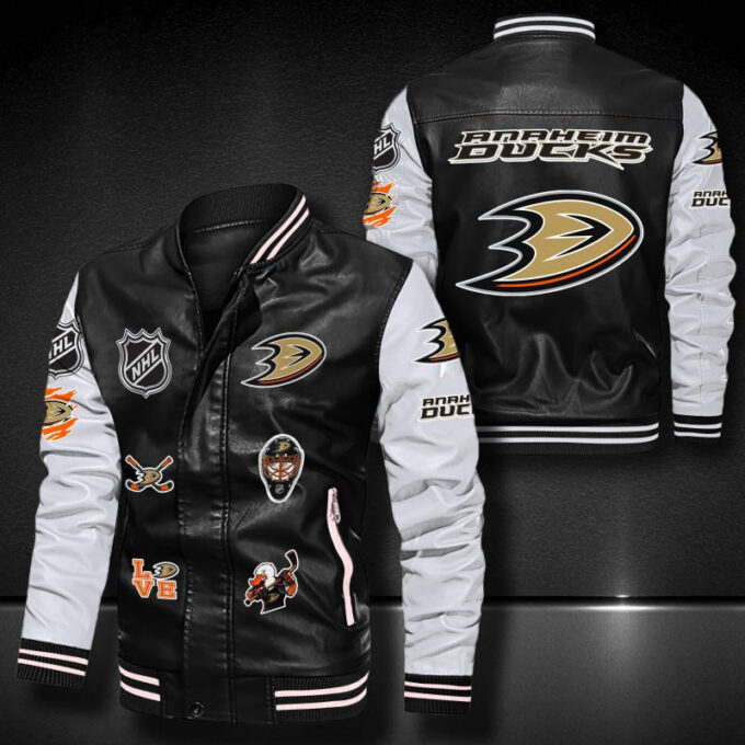 Anaheim Ducks Leather Bomber Jacket